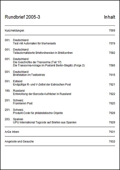 Inhaltsangabe Rundbrief 03 2005
