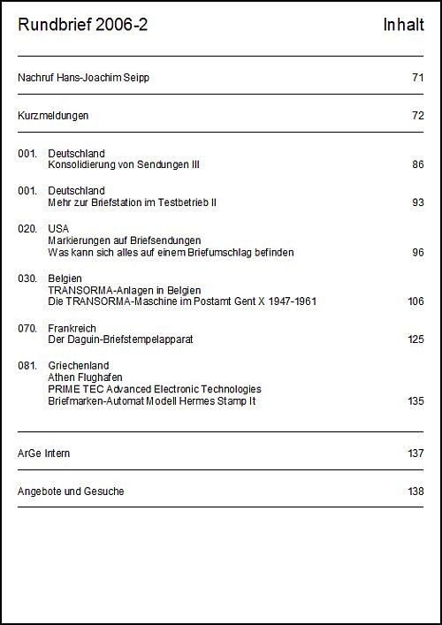 Inhaltsangabe Rundbrief 02 2006