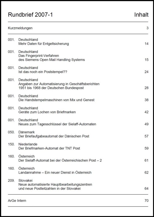 Inhaltsangabe Rundbrief 01 2007