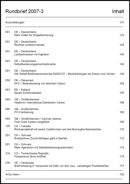Inhaltsangabe Rundbrief 03 2007