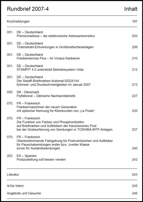 Inhaltsangabe Rundbrief 04 2007