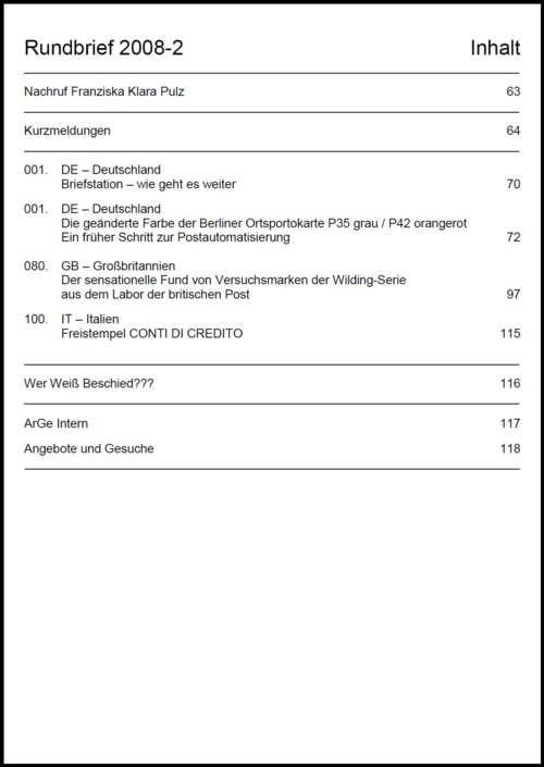 Inhaltsangabe Rundbrief 02 2008