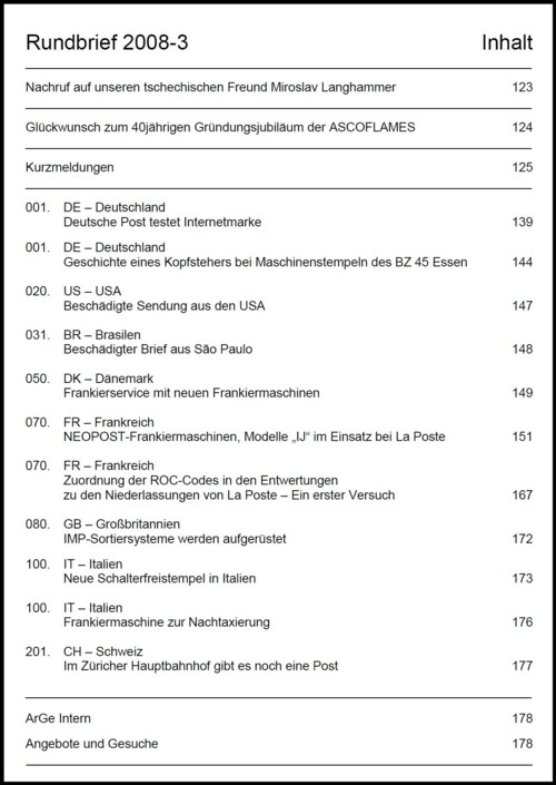 Inhaltsangabe Rundbrief 03 2008