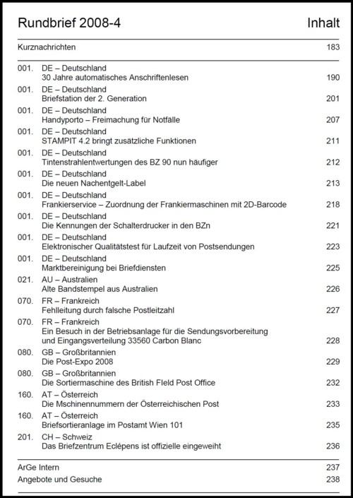 Inhaltsangabe Rundbrief 04 2008