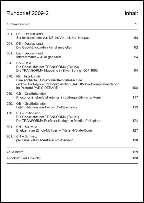Inhaltsangabe Rundbrief 02 2009