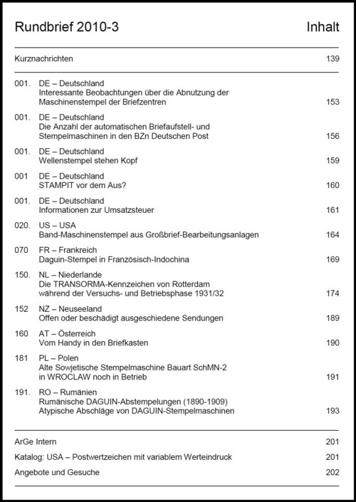 Inhaltsangabe Rundbrief 03 2010
