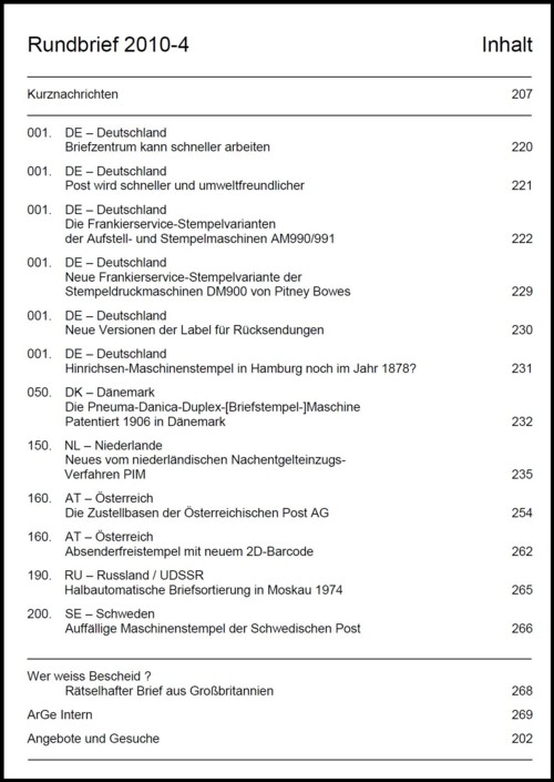 Inhaltsangabe Rundbrief 04 2010