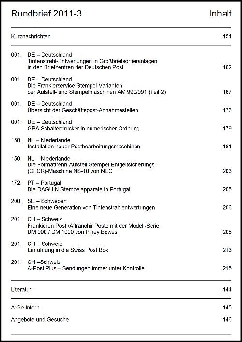 Inhaltsangabe Rundbrief 03 2011